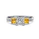 1 - Michele 2.14 ctw (6.50 mm) GIA Certified 3 Stone Princess Cut Natural Diamond (SI/G) and Citrine Twisted Vine Engagement Ring 