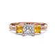 1 - Michele 2.14 ctw (6.50 mm) GIA Certified 3 Stone Princess Cut Natural Diamond (SI/G) and Citrine Twisted Vine Engagement Ring 