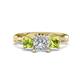 1 - Michele 2.20 ctw (6.50 mm) GIA Certified 3 Stone Princess Cut Natural Diamond (SI/G) and Peridot Twisted Vine Engagement Ring 