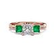 1 - Michele 2.14 ctw (6.50 mm) GIA Certified 3 Stone Princess Cut Natural Diamond (SI/G) and Emerald Twisted Vine Engagement Ring 