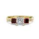 1 - Michele 2.20 ctw (6.50 mm) GIA Certified 3 Stone Princess Cut Natural Diamond (SI/G) and Red Garnet Twisted Vine Engagement Ring 
