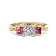 1 - Michele 2.14 ctw (6.50 mm) GIA Certified 3 Stone Princess Cut Natural Diamond (SI/G) and Pink Tourmaline Twisted Vine Engagement Ring 
