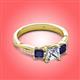3 - Michele 1.52 ctw (5.50 mm) 3 Stone Princess Cut Natural Diamond and Blue Sapphire Twisted Vine Engagement Ring 