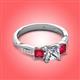 3 - Michele 1.52 ctw (5.50 mm) 3 Stone Princess Cut Natural Diamond and Ruby Twisted Vine Engagement Ring 