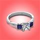 3 - Michele 1.52 ctw (5.50 mm) 3 Stone Princess Cut Natural Diamond and Blue Sapphire Twisted Vine Engagement Ring 