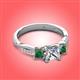 3 - Michele 1.52 ctw (5.50 mm) 3 Stone Princess Cut Natural Diamond and Lab Created Alexandrite Twisted Vine Engagement Ring 