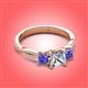 3 - Michele 1.56 ctw (5.50 mm) 3 Stone Princess Cut Natural Diamond and Tanzanite Twisted Vine Engagement Ring 