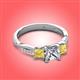 3 - Michele 1.52 ctw (5.50 mm) 3 Stone Princess Cut Natural Diamond and Yellow Sapphire Twisted Vine Engagement Ring 