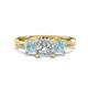 1 - Michele 2.36 ctw (6.50 mm) IGI Certified 3 Stone Princess Cut Lab Grown Diamond (VS1/F) and Aquamarine Twisted Vine Engagement Ring 