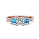 1 - Michele 2.42 ctw (6.50 mm) IGI Certified 3 Stone Princess Cut Lab Grown Diamond (VS1/F) and Blue Topaz Twisted Vine Engagement Ring 