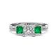 1 - Michele 2.36 ctw (6.50 mm) IGI Certified 3 Stone Princess Cut Lab Grown Diamond (VS1/F) and Emerald Twisted Vine Engagement Ring 
