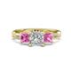 1 - Michele 2.62 ctw (6.50 mm) IGI Certified 3 Stone Princess Cut Lab Grown Diamond (VS1/F) and Pink Sapphire Twisted Vine Engagement Ring 