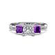 1 - Michele 2.36 ctw (6.50 mm) IGI Certified 3 Stone Princess Cut Lab Grown Diamond (VS1/F) and Amethyst Twisted Vine Engagement Ring 