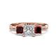 1 - Michele 2.42 ctw (6.50 mm) IGI Certified 3 Stone Princess Cut Lab Grown Diamond (VS1/F) and Red Garnet Twisted Vine Engagement Ring 