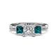 1 - Michele 2.58 ctw (6.50 mm) IGI Certified 3 Stone Princess Cut Lab Grown Diamond (VS1/F) and Blue Diamond Twisted Vine Engagement Ring 