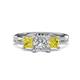 1 - Michele 2.58 ctw (6.50 mm) IGI Certified 3 Stone Princess Cut Lab Grown Diamond (VS1/F) and Yellow Diamond Twisted Vine Engagement Ring 