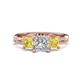 1 - Michele 2.62 ctw (6.50 mm) IGI Certified 3 Stone Princess Cut Lab Grown Diamond (VS1/F) and Yellow Sapphire Twisted Vine Engagement Ring 