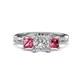 1 - Michele 2.36 ctw (6.50 mm) IGI Certified 3 Stone Princess Cut Lab Grown Diamond (VS1/F) and Pink Tourmaline Twisted Vine Engagement Ring 