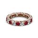 2 - Lucida 4.10 ctw (3.80 mm) Round Ruby and Natural Diamond Eternity Band 
