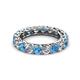 2 - Lucida 3.80 ctw (3.80 mm) Round Blue Topaz and Natural Diamond Eternity Band 