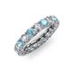 3 - Lucida 3.80 ctw (3.80 mm) Round Aquamarine and Natural Diamond Eternity Band 
