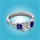 2 - Michele 2.14 ctw (6.50 mm) GIA Certified 3 Stone Princess Cut Natural Diamond (SI/G) and Blue Sapphire Twisted Vine Engagement Ring 
