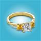 2 - Michele 2.14 ctw (6.50 mm) GIA Certified 3 Stone Princess Cut Natural Diamond (SI/G) and Citrine Twisted Vine Engagement Ring 