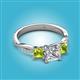 2 - Michele 2.20 ctw (6.50 mm) GIA Certified 3 Stone Princess Cut Natural Diamond (SI/G) and Peridot Twisted Vine Engagement Ring 