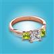 2 - Michele 2.20 ctw (6.50 mm) GIA Certified 3 Stone Princess Cut Natural Diamond (SI/G) and Peridot Twisted Vine Engagement Ring 