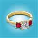 2 - Michele 2.14 ctw (6.50 mm) GIA Certified 3 Stone Princess Cut Natural Diamond (SI/G) and Ruby Twisted Vine Engagement Ring 