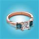 2 - Michele 2.14 ctw (6.50 mm) GIA Certified 3 Stone Princess Cut Natural Diamond (SI/G) and London Blue Topaz Twisted Vine Engagement Ring 