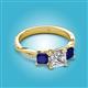 2 - Michele 2.14 ctw (6.50 mm) GIA Certified 3 Stone Princess Cut Natural Diamond (SI/G) and Blue Sapphire Twisted Vine Engagement Ring 