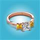 2 - Michele 2.14 ctw (6.50 mm) GIA Certified 3 Stone Princess Cut Natural Diamond (SI/G) and Citrine Twisted Vine Engagement Ring 