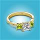 2 - Michele 2.20 ctw (6.50 mm) GIA Certified 3 Stone Princess Cut Natural Diamond (SI/G) and Peridot Twisted Vine Engagement Ring 