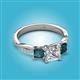 2 - Michele 2.14 ctw (6.50 mm) GIA Certified 3 Stone Princess Cut Natural Diamond (SI/G) and London Blue Topaz Twisted Vine Engagement Ring 