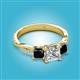 2 - Michele 2.50 ctw (6.50 mm) GIA Certified 3 Stone Princess Cut Natural Diamond (SI/G) and Black Diamond Twisted Vine Engagement Ring 
