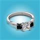 2 - Michele 2.50 ctw (6.50 mm) GIA Certified 3 Stone Princess Cut Natural Diamond (SI/G) and Black Diamond Twisted Vine Engagement Ring 