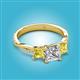 2 - Michele 2.36 ctw (6.50 mm) GIA Certified 3 Stone Princess Cut Natural Diamond (SI/G) and Yellow Diamond Twisted Vine Engagement Ring 
