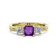 1 - Michele 1.60 ctw (5.50 mm) 3 Stone Princess Cut Amethyst and Lab Grown Diamond Twisted Vine Engagement Ring 