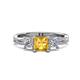1 - Michele 1.60 ctw (5.50 mm) 3 Stone Princess Cut Citrine and Lab Grown Diamond Twisted Vine Engagement Ring 