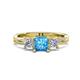 3 - Michele 1.98 ctw (5.50 mm) 3 Stone Princess Cut Blue Topaz and Lab Grown Diamond Twisted Vine Engagement Ring 