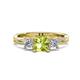 1 - Michele 1.85 ctw (5.50 mm) 3 Stone Princess Cut Peridot and Natural Diamond Twisted Vine Engagement Ring 