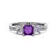 1 - Michele 1.60 ctw (5.50 mm) 3 Stone Princess Cut Amethyst and Natural Diamond Twisted Vine Engagement Ring 