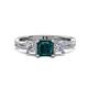 3 - Michele 1.98 ctw (5.50 mm) 3 Stone Princess Cut London Blue Topaz and Natural Diamond Twisted Vine Engagement Ring 