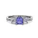 3 - Michele 1.70 ctw (5.50 mm) 3 Stone Princess Cut Tanzanite and Natural Diamond Twisted Vine Engagement Ring 