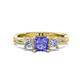 1 - Michele 1.70 ctw (5.50 mm) 3 Stone Princess Cut Tanzanite and Natural Diamond Twisted Vine Engagement Ring 