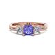 1 - Michele 1.70 ctw (5.50 mm) 3 Stone Princess Cut Tanzanite and Natural Diamond Twisted Vine Engagement Ring 