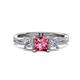 3 - Michele 1.70 ctw (5.50 mm) 3 Stone Princess Cut Pink Tourmaline and Natural Diamond Twisted Vine Engagement Ring 