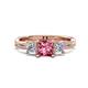 3 - Michele 1.70 ctw (5.50 mm) 3 Stone Princess Cut Pink Tourmaline and Natural Diamond Twisted Vine Engagement Ring 
