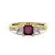3 - Michele 1.85 ctw (5.50 mm) 3 Stone Princess Cut Rhodolite Garnet and Natural Diamond Twisted Vine Engagement Ring 